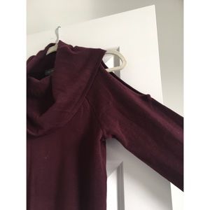 Maroon cold-shoulder sweater dress